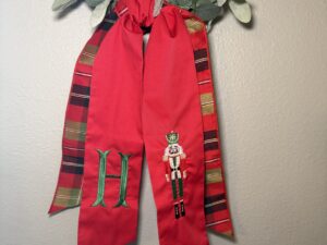 Green & Red Nutcracker Wreath Sash