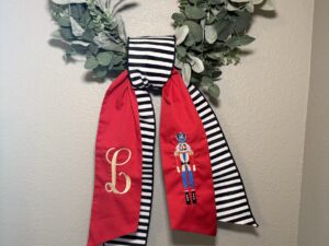 Blue Nutcracker Wreath Sash